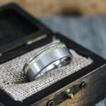 Meteorite Rings, Meteorite Wedding Bands, Silver Tungsten Bands with Meteorite Inlay - Image 4