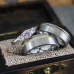 Meteorite Rings, Meteorite Wedding Bands, Silver Tungsten Bands with Meteorite Inlay
