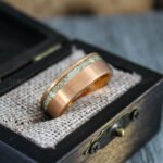 Meteorite Rings, Meteorite Wedding Bands, Rose Gold Tungsten Bands with Meteorite Inlay - Image 4