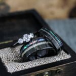 Abalone Shell Rings, Meteorite Rings, Couple Rings, Matching Wedding Rings