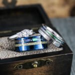 Abalone Shell Rings, Meteorite Rings, Couple Rings, Matching Wedding Rings