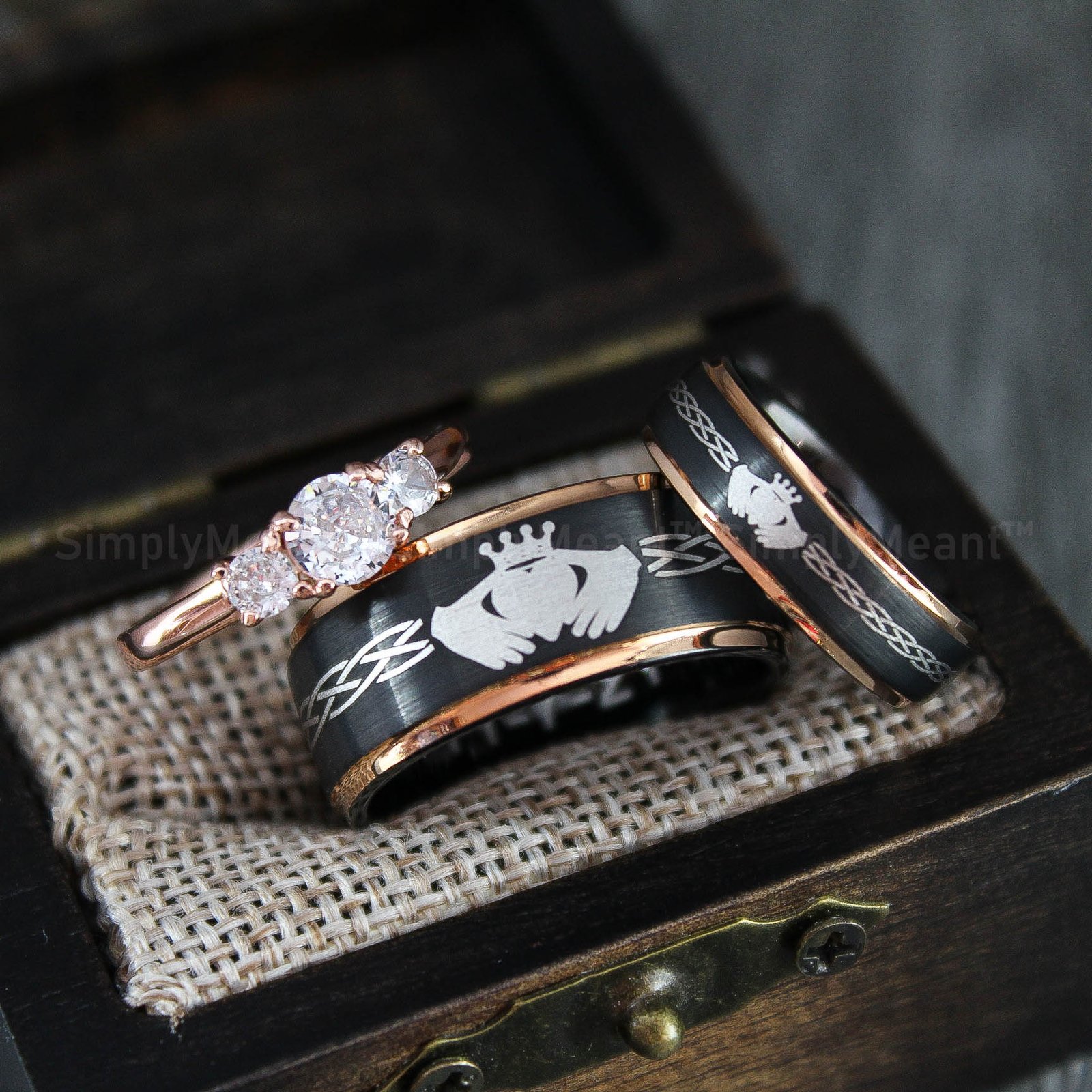 IMG_1515 Claddagh Rings, Claddagh Couple Wedding Bands, Couple Ring Set - Image 1