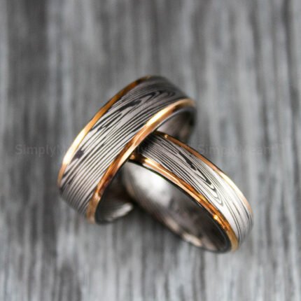 Damascus Steel Rings, Damascus Steel Wedding Bands, Matching Couple Ring Set