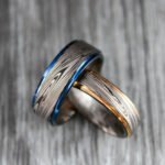 Damascus Steel Rings, Damascus Steel Wedding Bands, Matching Couple Ring Set - Image 3