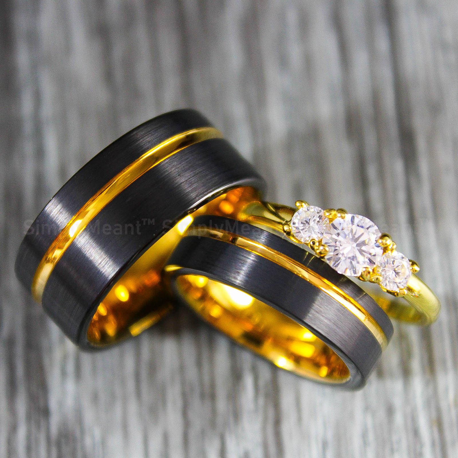 IMG_1630 Couple Rings, Black Wedding Bands, Matching Wedding Rings - Image 1