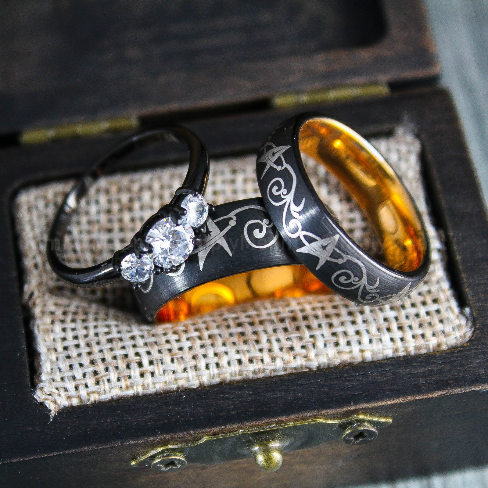 IMG_1703 Star Trek Wedding Rings, Starfleet Wedding Rings, Starfleet Jewelry, Star Trek Rings - Image 1