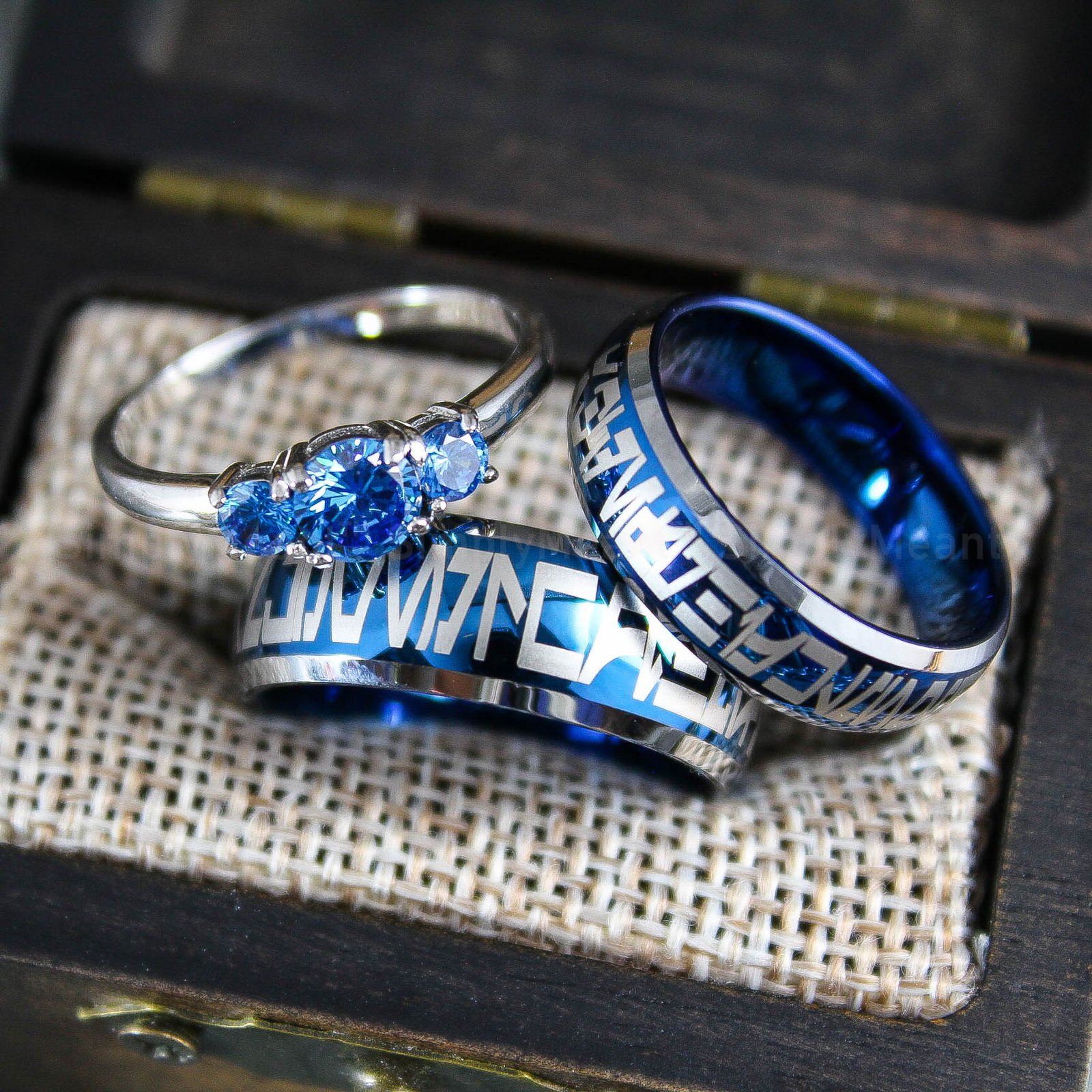 IMG_1708 Aurebesh Wedding Rings, Star Wars Wedding Rings, Aurebesh Jewelry, Aurebesh Rings - Image 1
