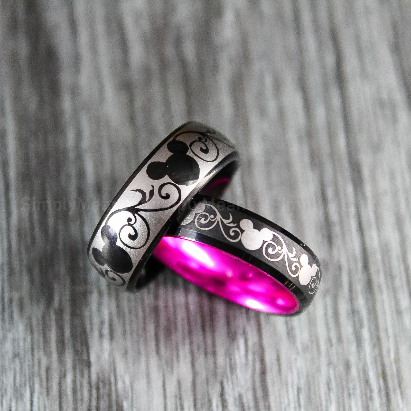 IMG_1709 Mickey Mouse Rings, Mickey Mouse Wedding Bands, Matching Couple Rings - Image 1