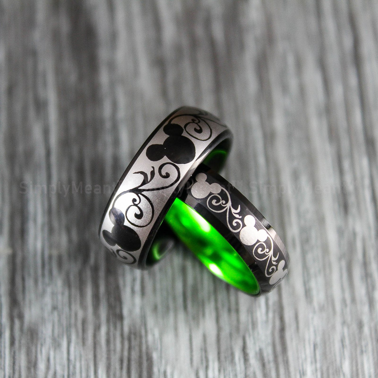 IMG_1712 Mickey Mouse Rings, Mickey Mouse Wedding Bands, Matching Couple Rings - Image 1