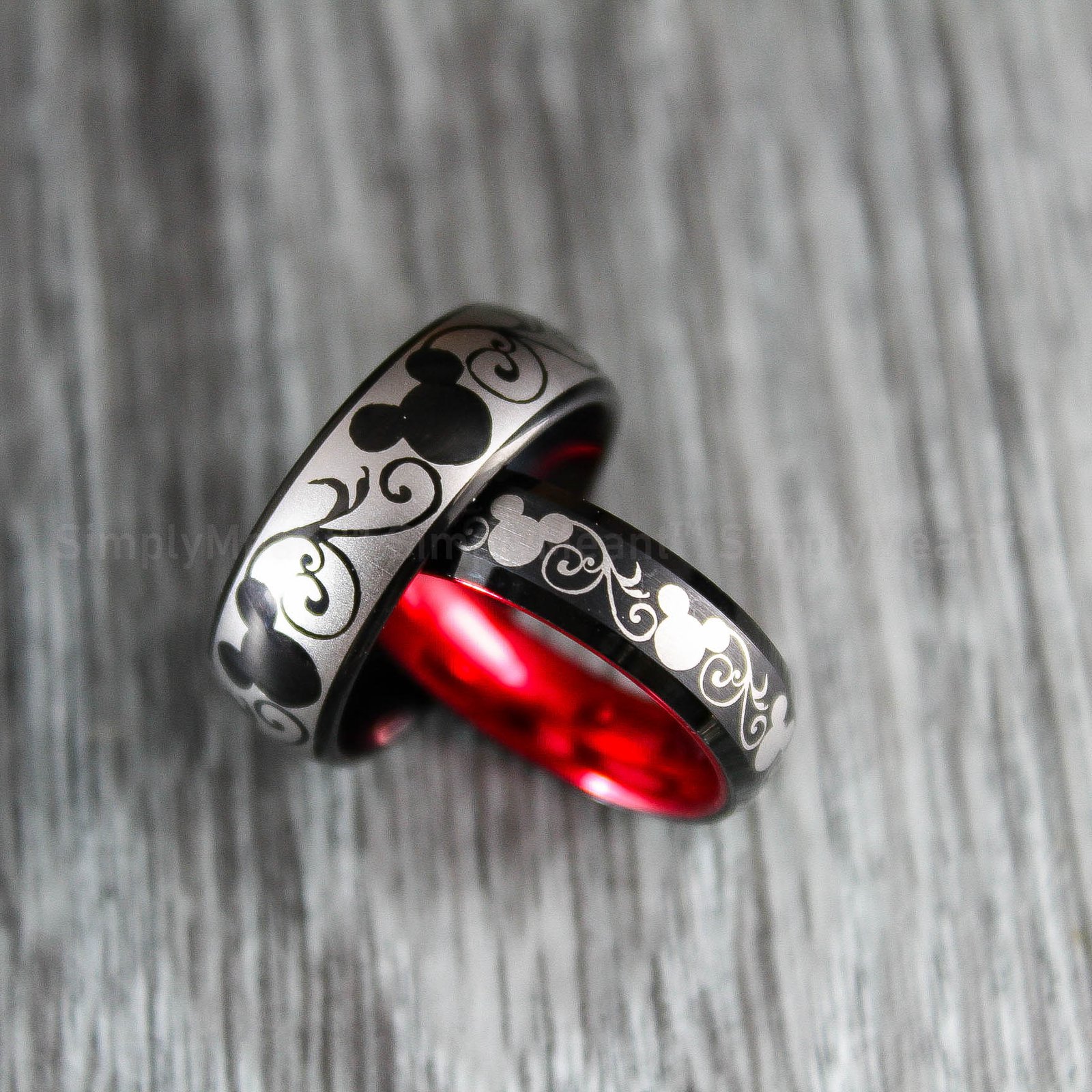 IMG_1718 Mickey Mouse Rings, Mickey Mouse Wedding Bands, Matching Couple Rings - Image 1