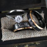 Her Buck His Doe Rings, Buck and Doe Rings, Buck and Doe Wedding Bands, Black Wedding Rings, Couple Rings