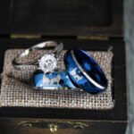 Wolves Rings, Howling Wolves Wedding Bands, Wolf Jewelry, Blue Wedding Bands