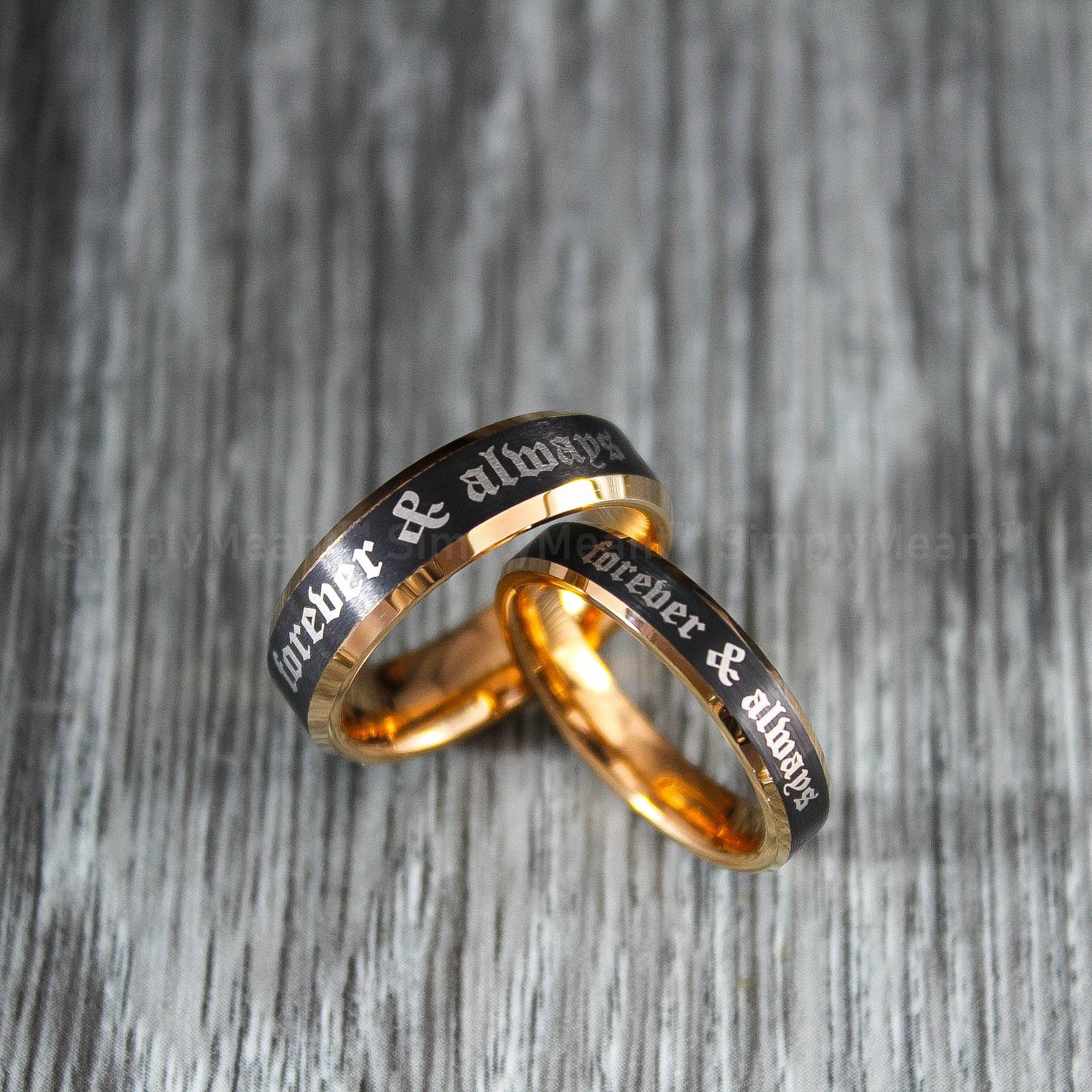IMG_1835 Forever and Always Rings, Black Wedding Bands, Couple Ring Set, Matching Couple Rings - Image 1