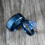 Blue Wedding Rings, Couple Wedding Bands, Couple Ring Set, Blue Wedding Bands