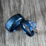 Blue Wedding Rings, Couple Wedding Bands, Couple Ring Set, Blue Wedding Bands - Image 5