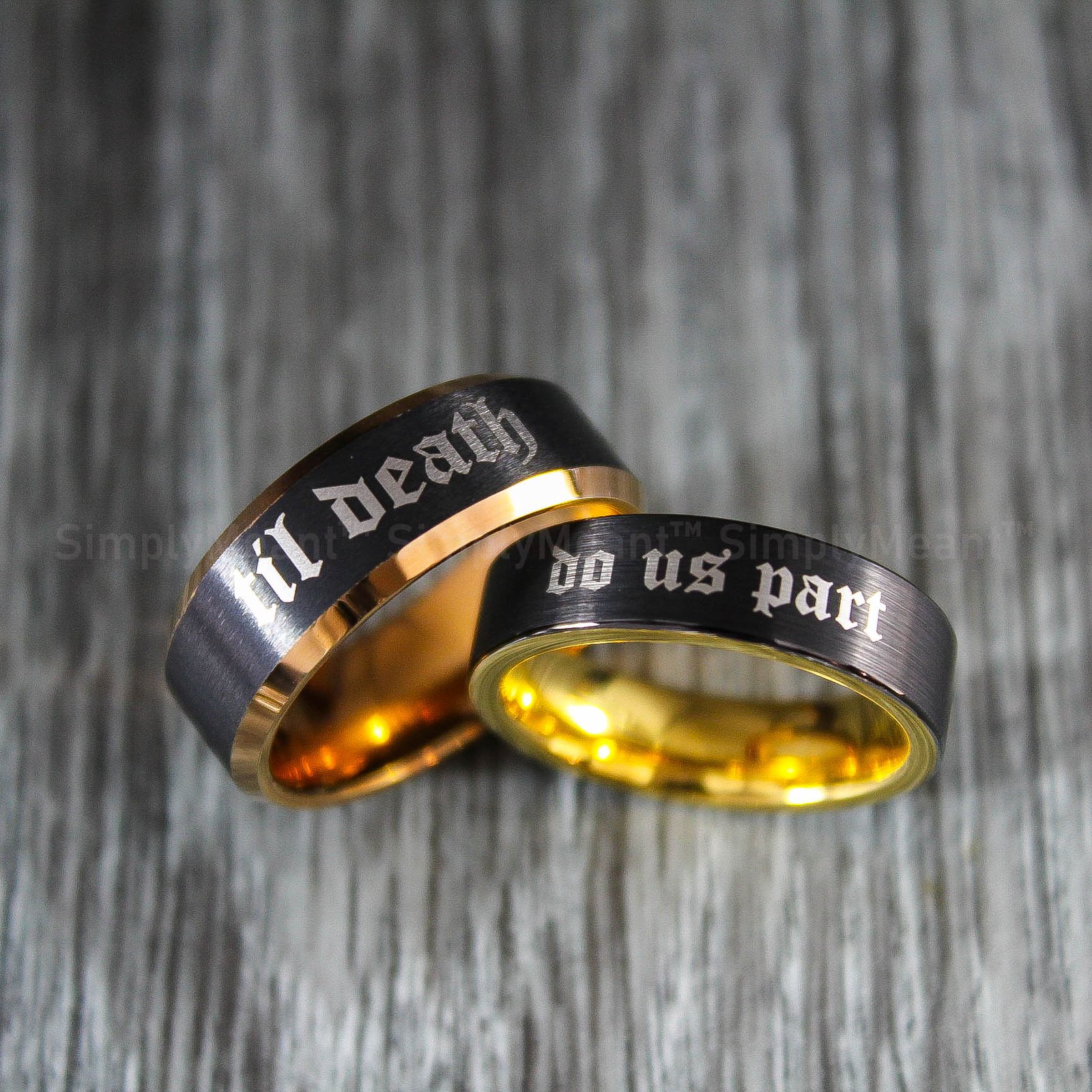 IMG_1858 Til Death Do Us Part Rings, Black Wedding Bands, Couple Ring Set, Matching Couple Rings - Image 1