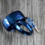 Couple Rings, Blue Wedding Bands, Matching Wedding Rings, Hammered Rings